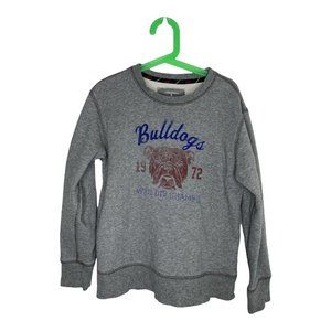Lands End Boys Crew Neck Sweatshirt Gray Bulldogs SMALL 8